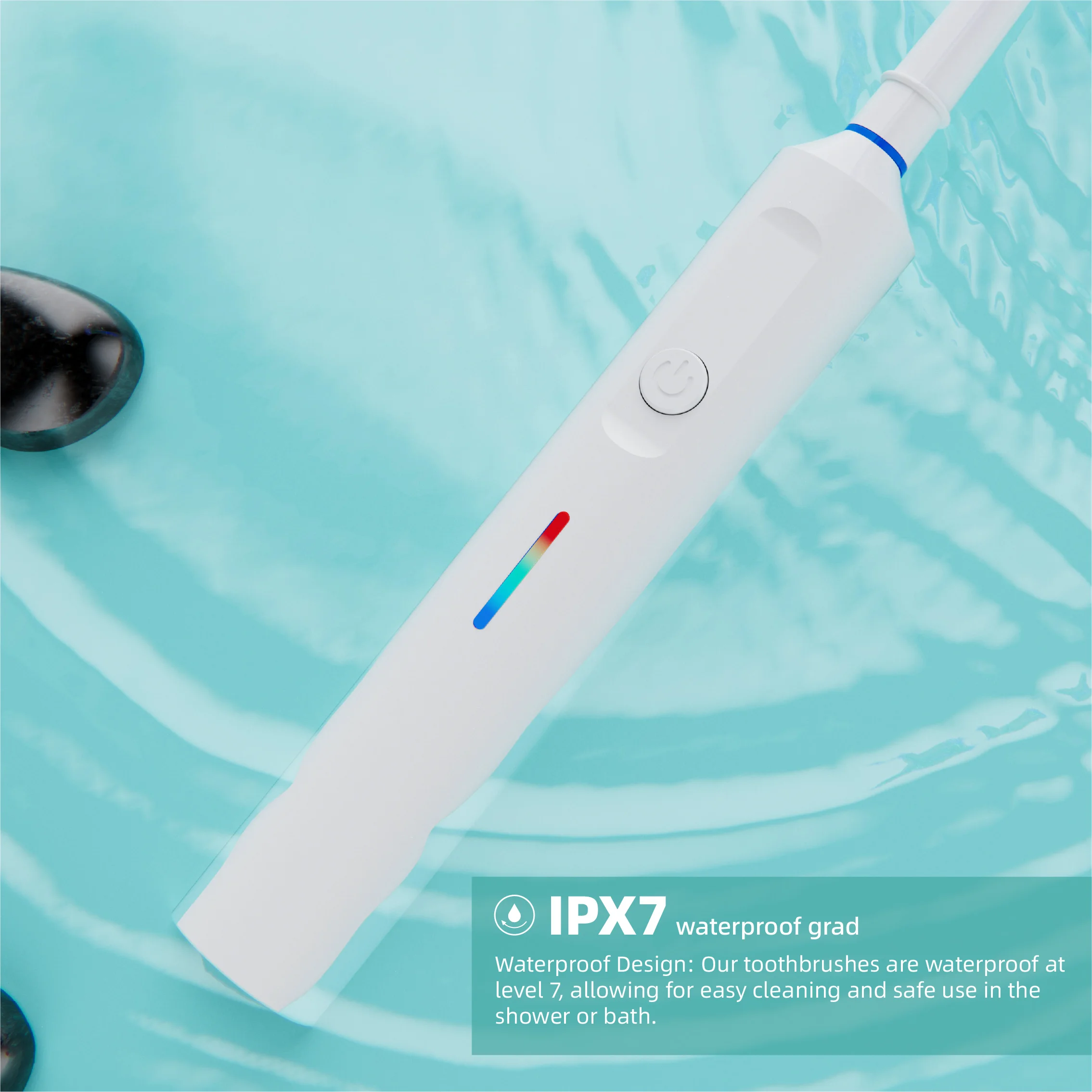 IPx7 Waterproof Round Head Electric Toothbrush Rechargeable Rotary Electric Toothbrush With 2 Brush Heads