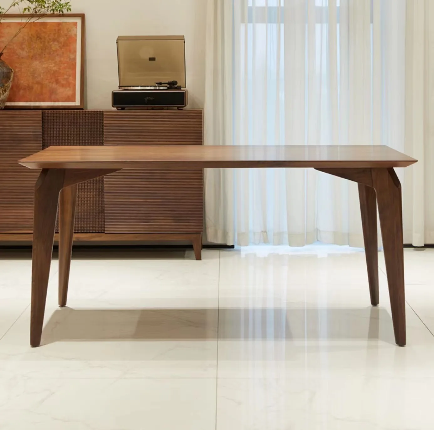 Scandinavian Modern Designs Wooden Tables and Chairs for Restaurant Rectangular MDF Wood set of Dining Table 6 chairs Seater