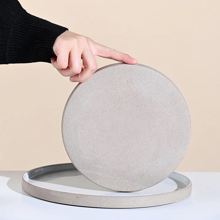 customized sandy clay dish dinner ceramic rustic charger plates side porcelain white flat plates for dessert cake
