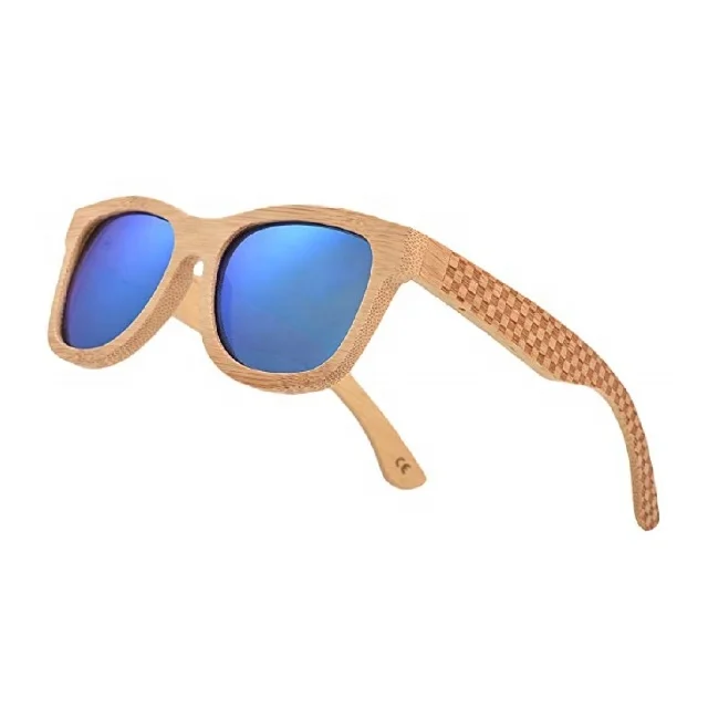 Hot sale cheap trendy rectangle bamboo wooden sunglasses with custom logo