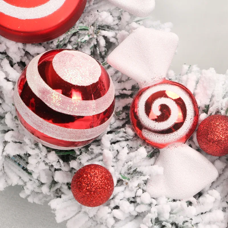 High Quality Christmas Pampas Wreath Simulation Candy Doll Christmas Garland Door Ornaments Christmas Wreath
