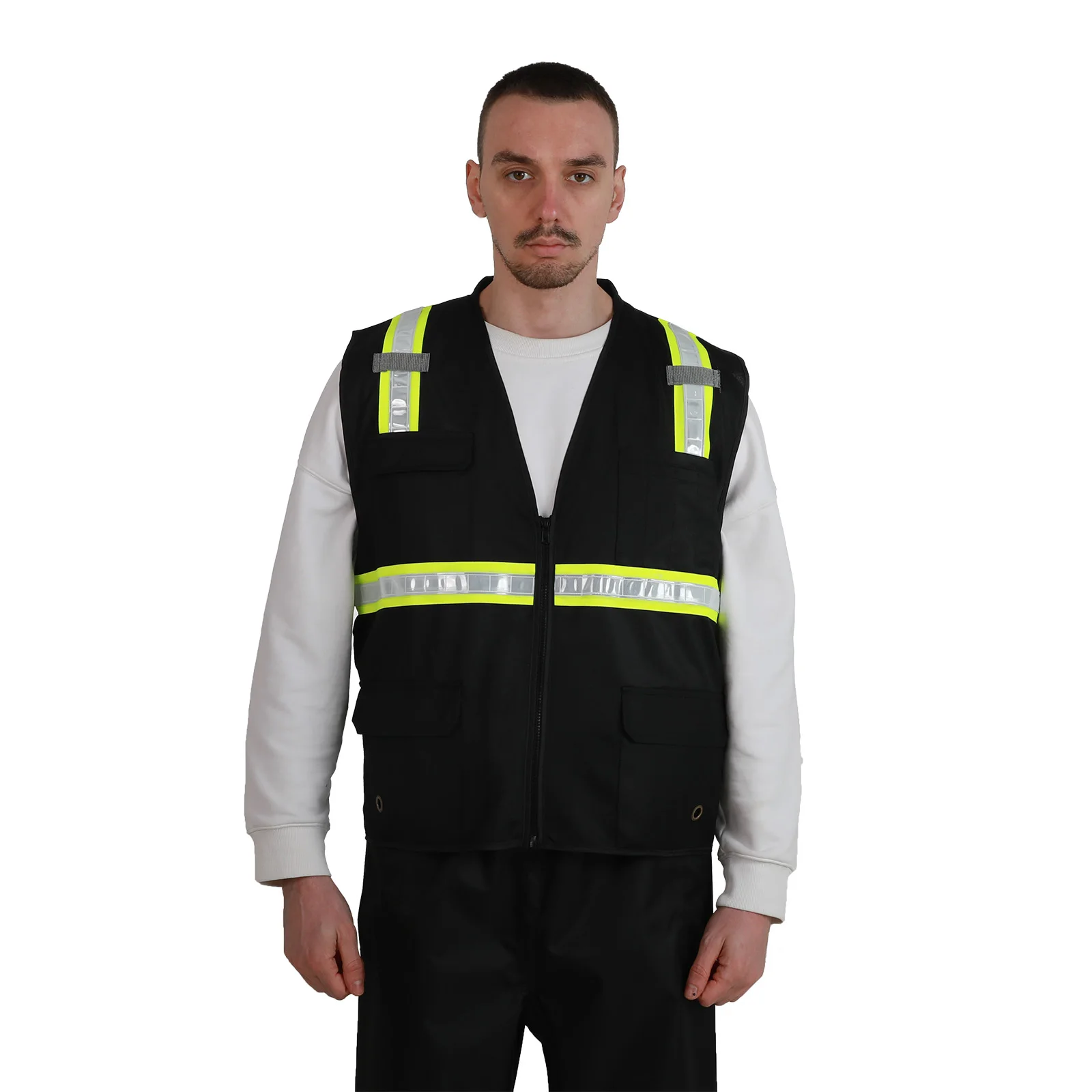 ZUJA Hot Selling PVC High Reflective Tape Construction Safety Vest Multi Pockets Comfortable Sponge Neck Safety Vest