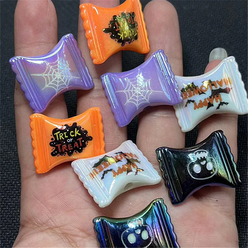 Hot Sale Halloween Beaded DIY Jewelry Mobile Phone Chain Beaded Pen Handmade Accessories Round Square Candy Acrylic Beads