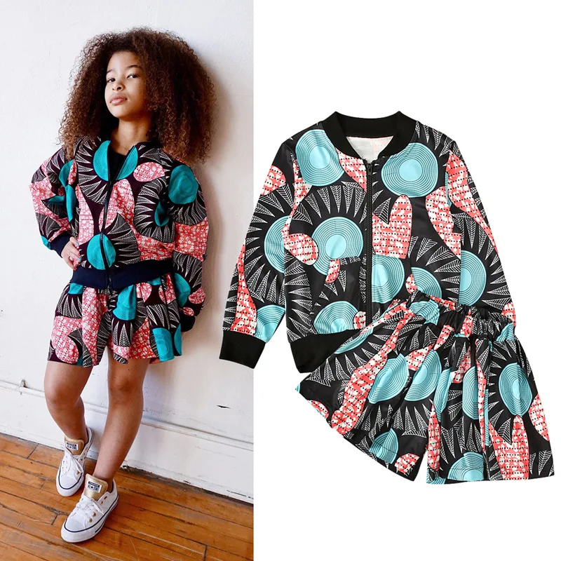 
Kid Clothing Wholesale Children print Dress Bohemia jacket Girls Dress Set 
