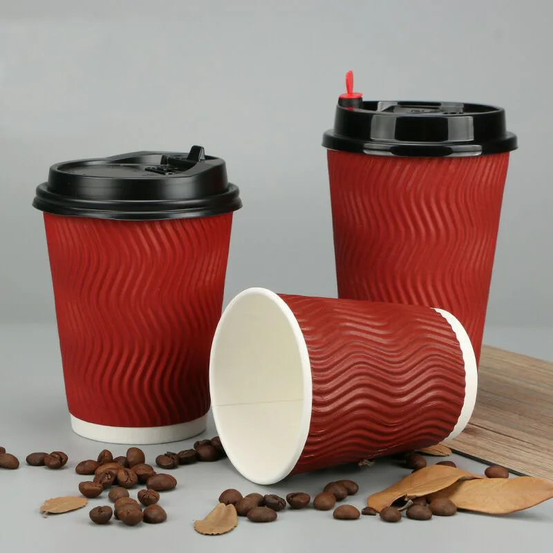 12 ounce ripple 3 ply disposable insulated double wall paper cup with good quality and factory price
