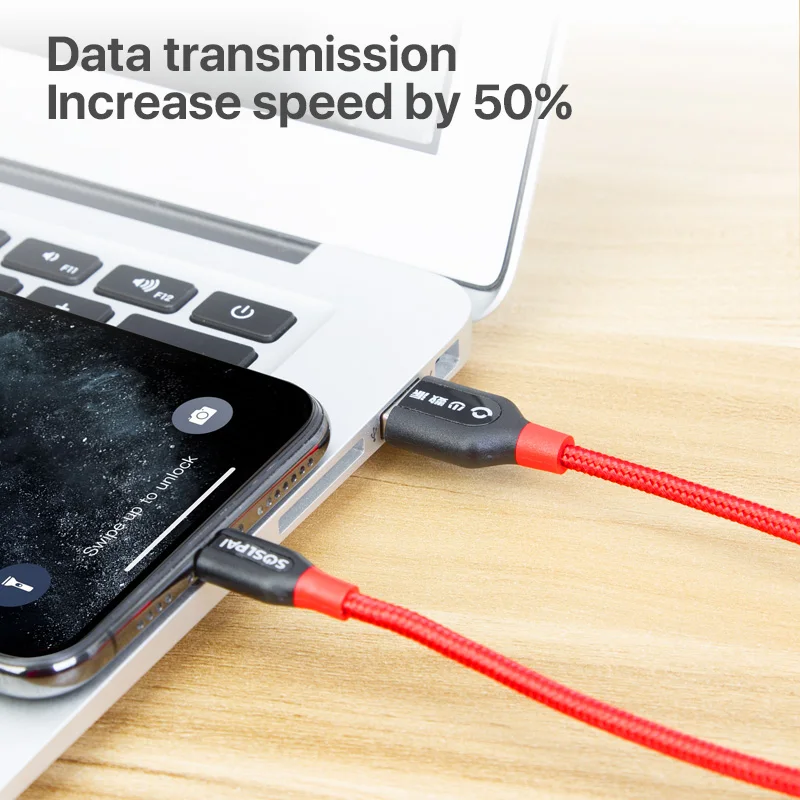 
SOSLPAI free sample 8 pin usb cable nylon braided for iphone 2.1A custom usb data charging cable 