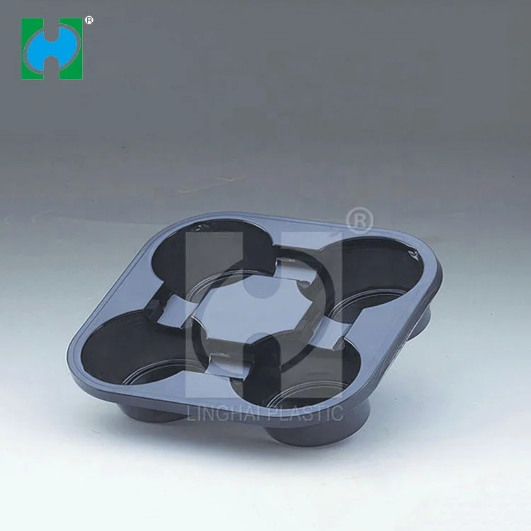 Пользовательские Черный одноразовые подстаканник кофе ПЭТ пластиковый для блистера портативный