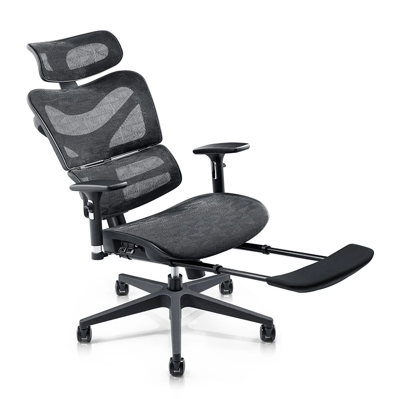 With Excellent Quality Black High Back Office Chair Hydraulic Functional With Footrest Revolving Guest Manager Office Chair