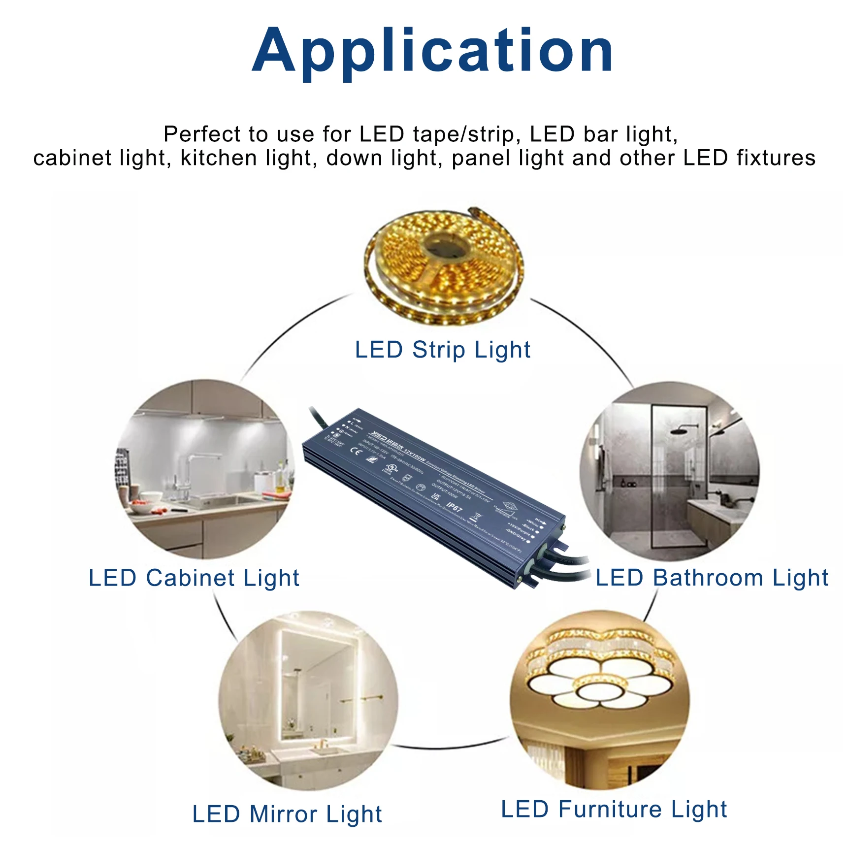 High Efficiency 90% Triac Dimmable 0-10V 12V/24V 100W 150W 200W 300W IP67 Subway Advertising Box For Waterproof LED Power Supply