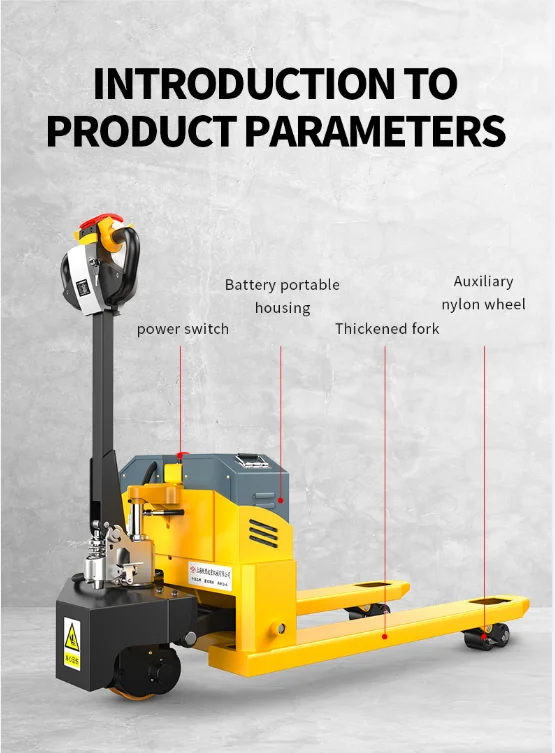 Off Road Lithium Battery Adjustable Forks Pallet Jack Lifter Electric Pallet Truck
