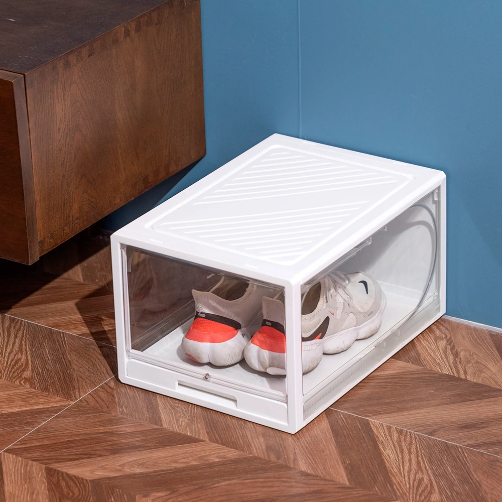 Clear Drop Front Stackable Shoe Magnets Sneaker Shoes Storage Drawer Box