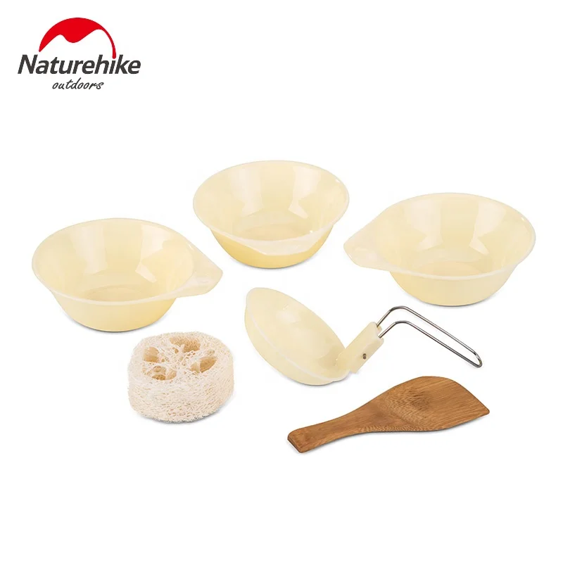 Naturehike Outdoor Tableware Hiking  Camping Cookware Set 4 in 1 Picnic  2-3 preson camping cooking set