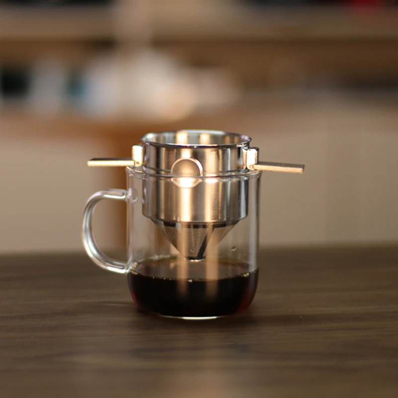 Coffee filter stainless steel coffee funnel double  filter portable
