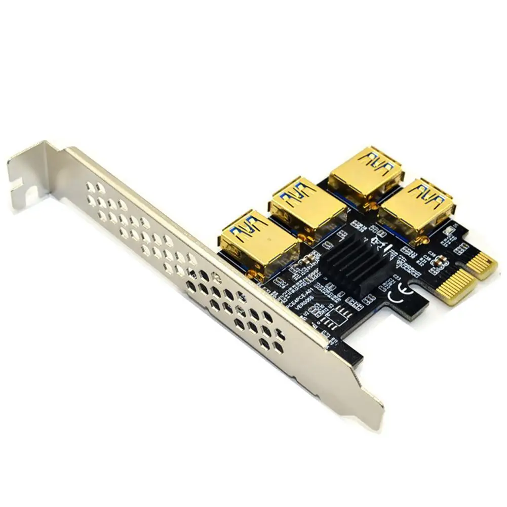 Карта расширения Gold PCIE PCI-E от 1 до 4 USB 3 0 усилитель концентратора X16 PCI Express 1X