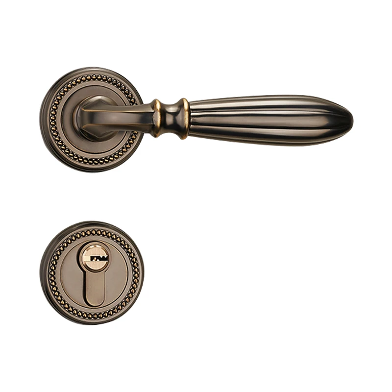 Manufacturer Rural Yellow Ancient Interior Door Knob Zinc Figure Bedroom Door Handle