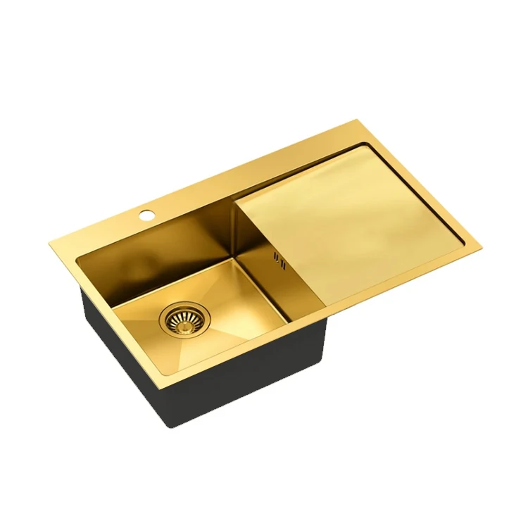 Manufacturer Make Kitchen Big Nano Gold Single Bowl Sink with