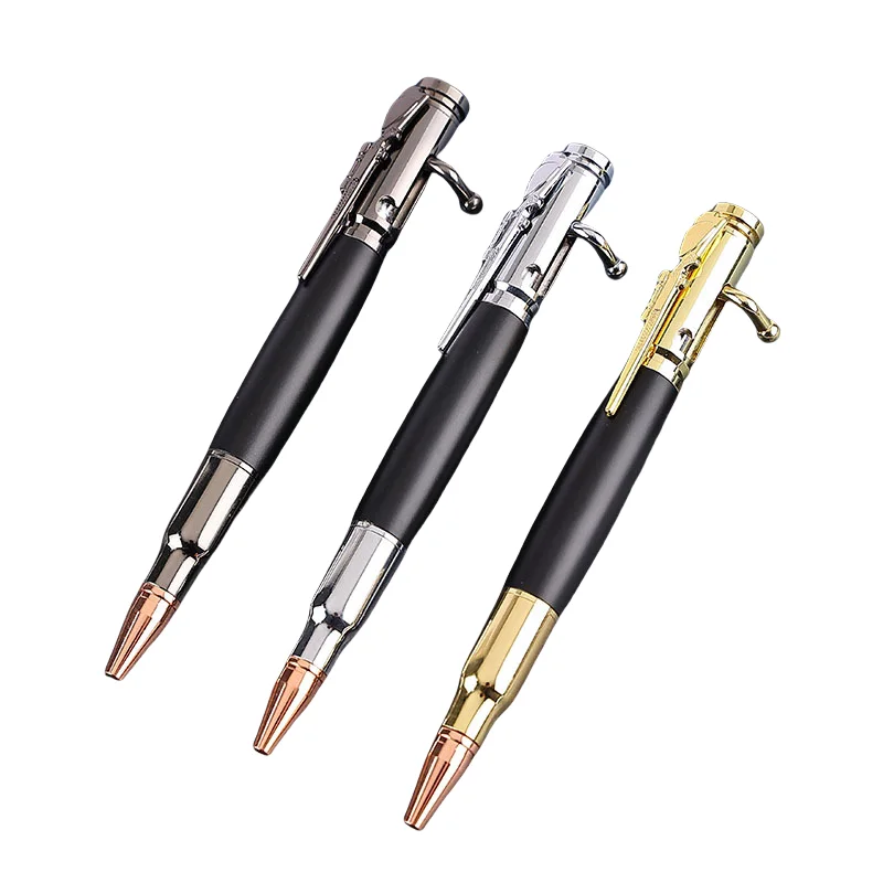 Luxury Creative Stationery Bullet Shaped Pen Tactical Metal BallPoint Gun With Custom Logo for Boys