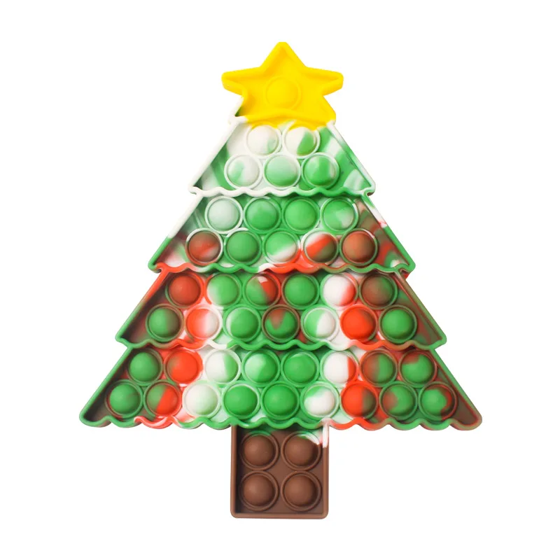 Christmas tree Push Bubble Fidget Sensory Toy Christmas it fluorescent Fidget Toys Set Silicone Squeeze Toy