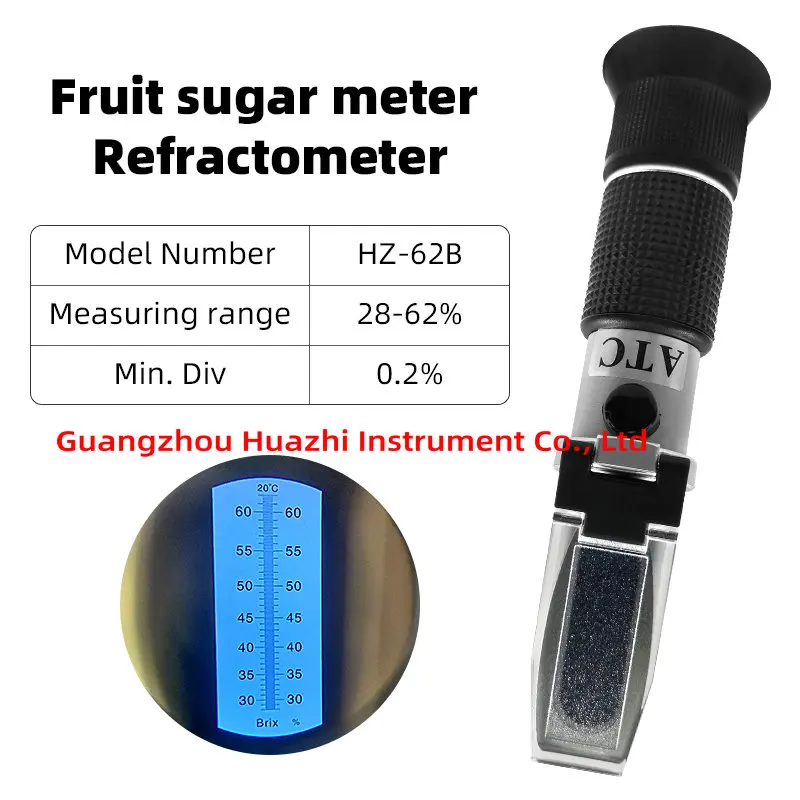 Измеритель сахара для фруктов 28-62%, измеритель сладости, измеритель концентрации воды для меда и сахара, рефрактометр