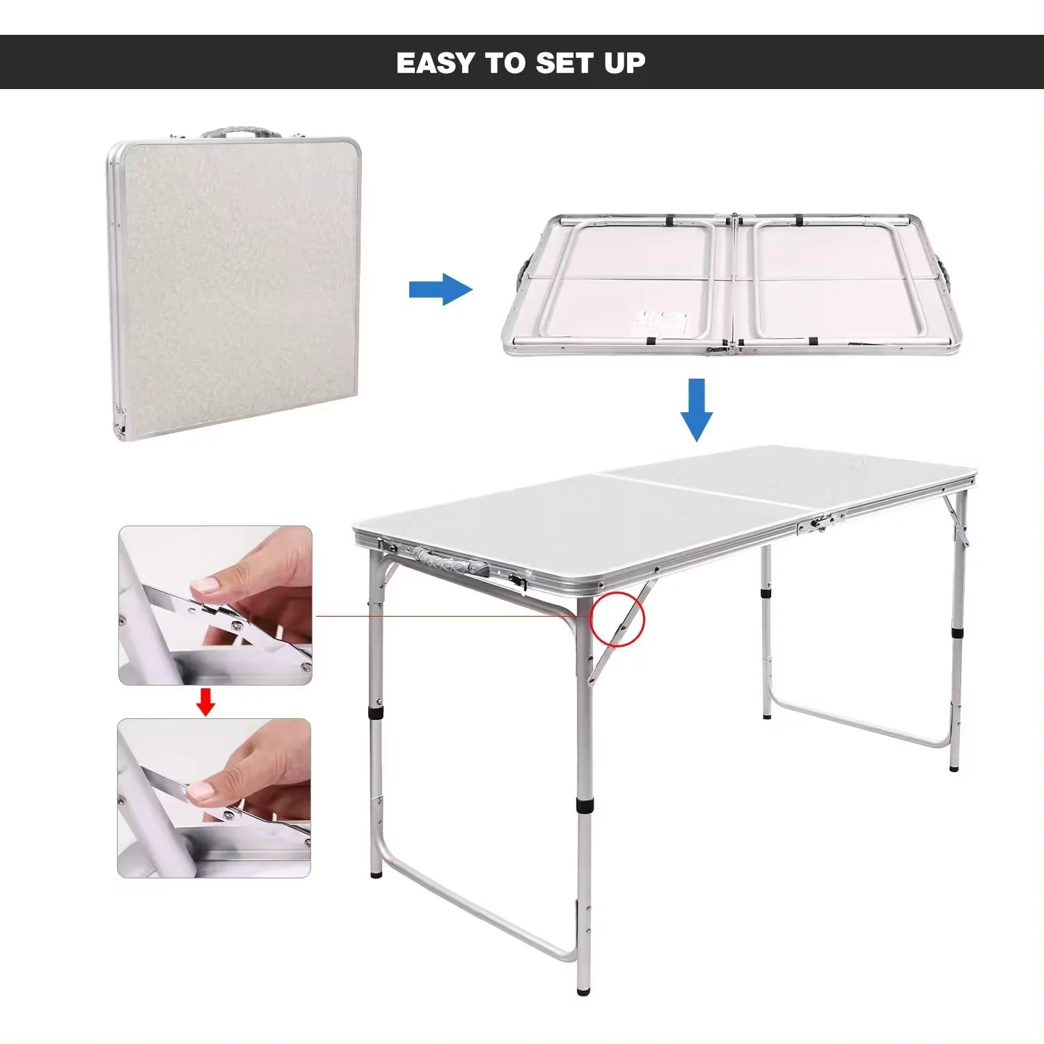 Fashion Portable cheap practical Modern Outdoor Camping Adjustable Height Lightweight folding Aluminum table