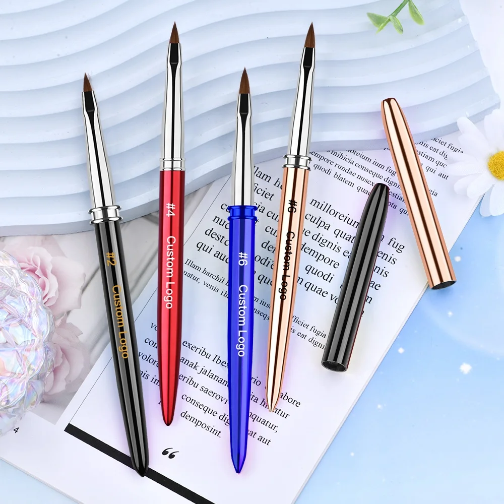 Customized Logo 3D Brush Kolinsky #2/4/6 for Flower Nail Supplies Pincel Acrylic Pure Kolinsky Professional