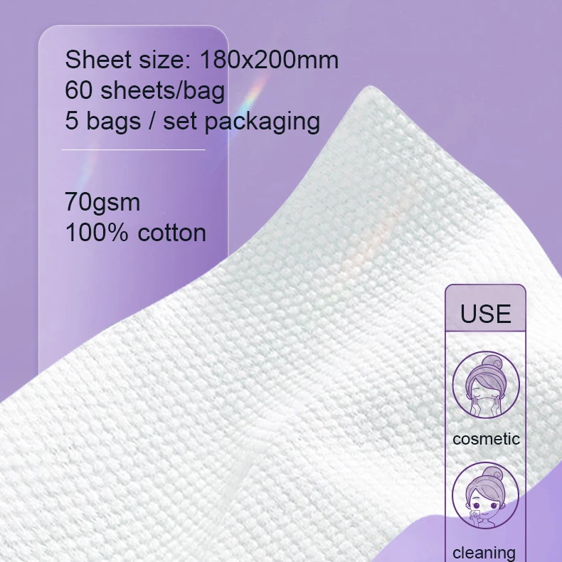 pure cotton disposable cotton tissue face towel with strong water absorption wet and dry use facial one time use