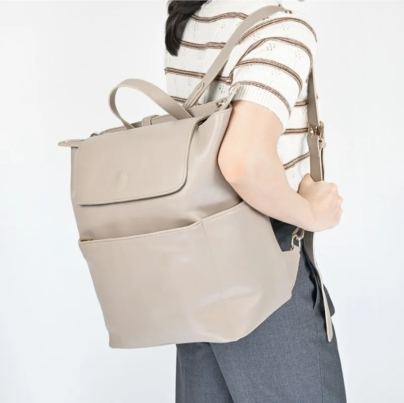 custom high quality vegan faux leather nappy bag mom mommy diaper bags backpack mommy travel bag organizer