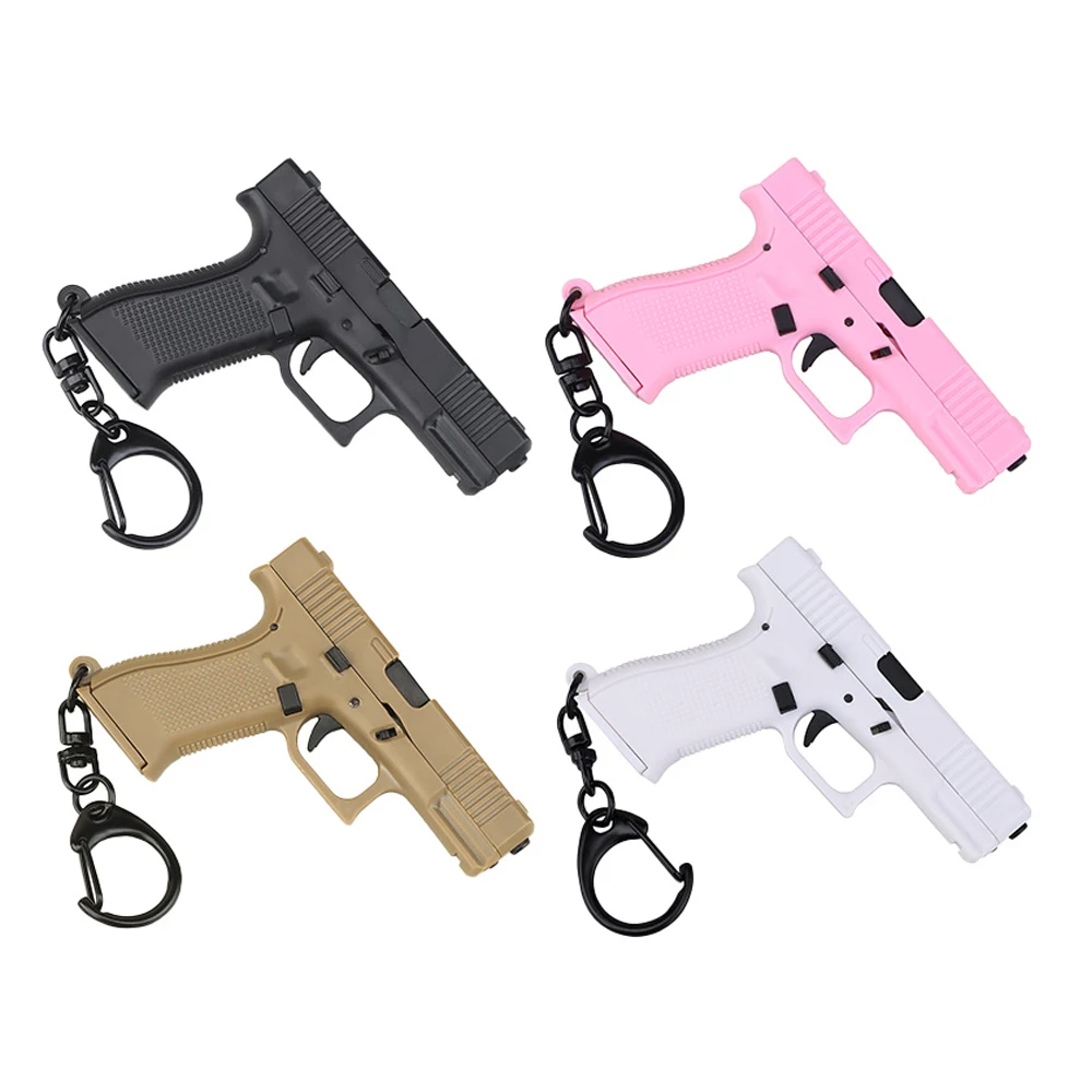 Mini Pistol G45 Model Keychain 1:4 Reduced Mode Plastic Key Ring Gu n Shape Decoration Birthday Gift Toy Trend Boy