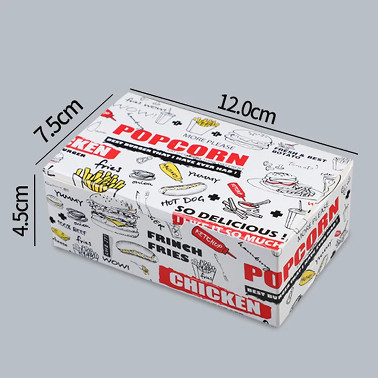 Disposable Printing Foldable Fried Chicken French Fries Chicken Nuggets Popcorn Chicken Hamburger Kraft Paper Food Box