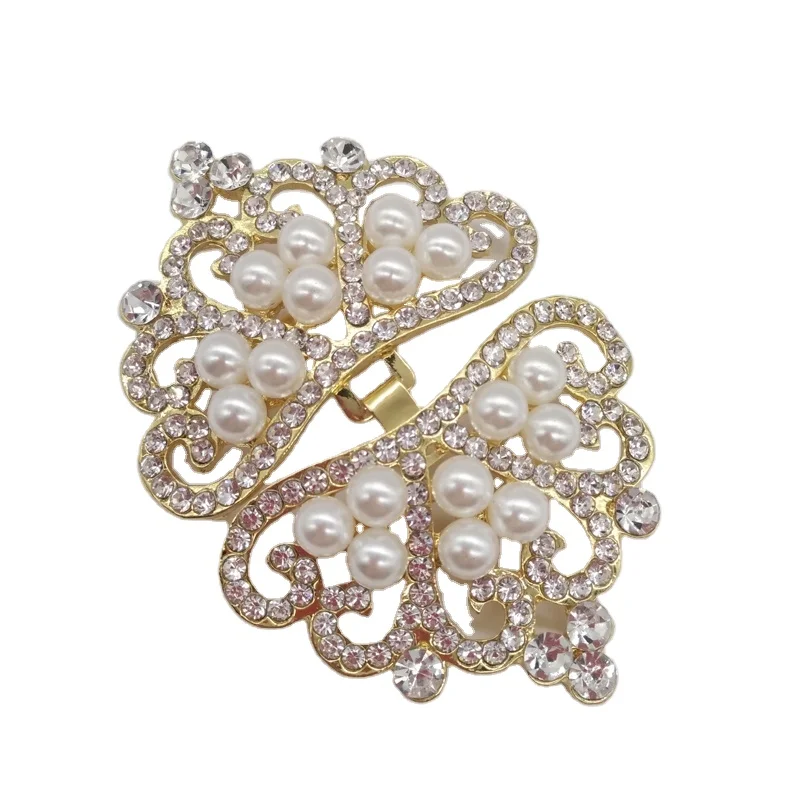 Модные ювелирные изделия корона жемчуг горный хрусталь брошь Блокировка Пряжка для свадебного приглашения