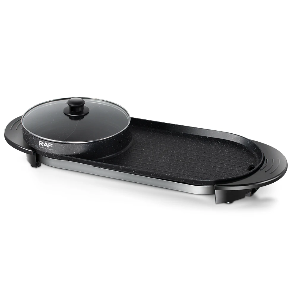 2 в 1 многофункциональный домашний электрический гриль для барбекю с горячим горшком черный круглый бездымный портативный антипригарным покрытием