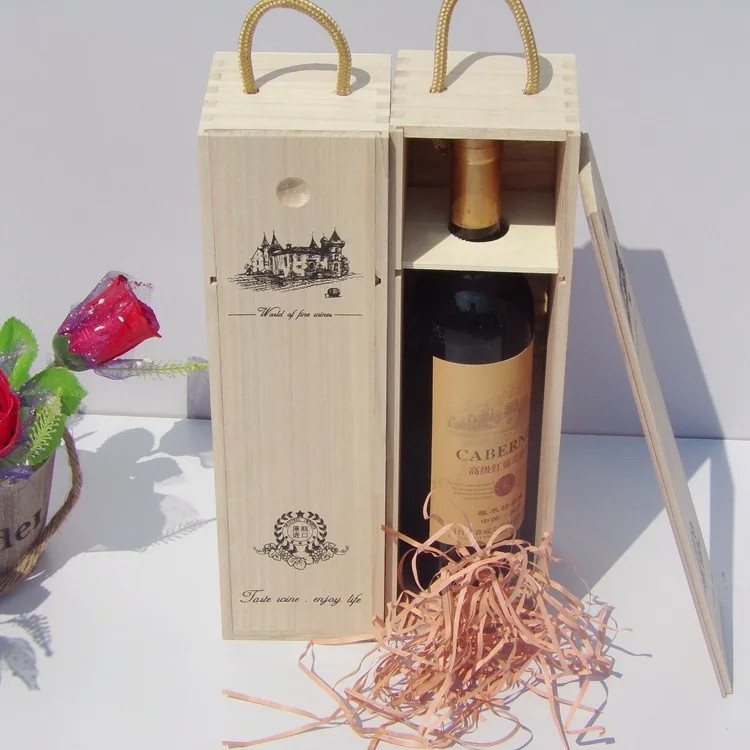 Wooden Hardboard Wine Storage Box for Single Wine Packaging Gift