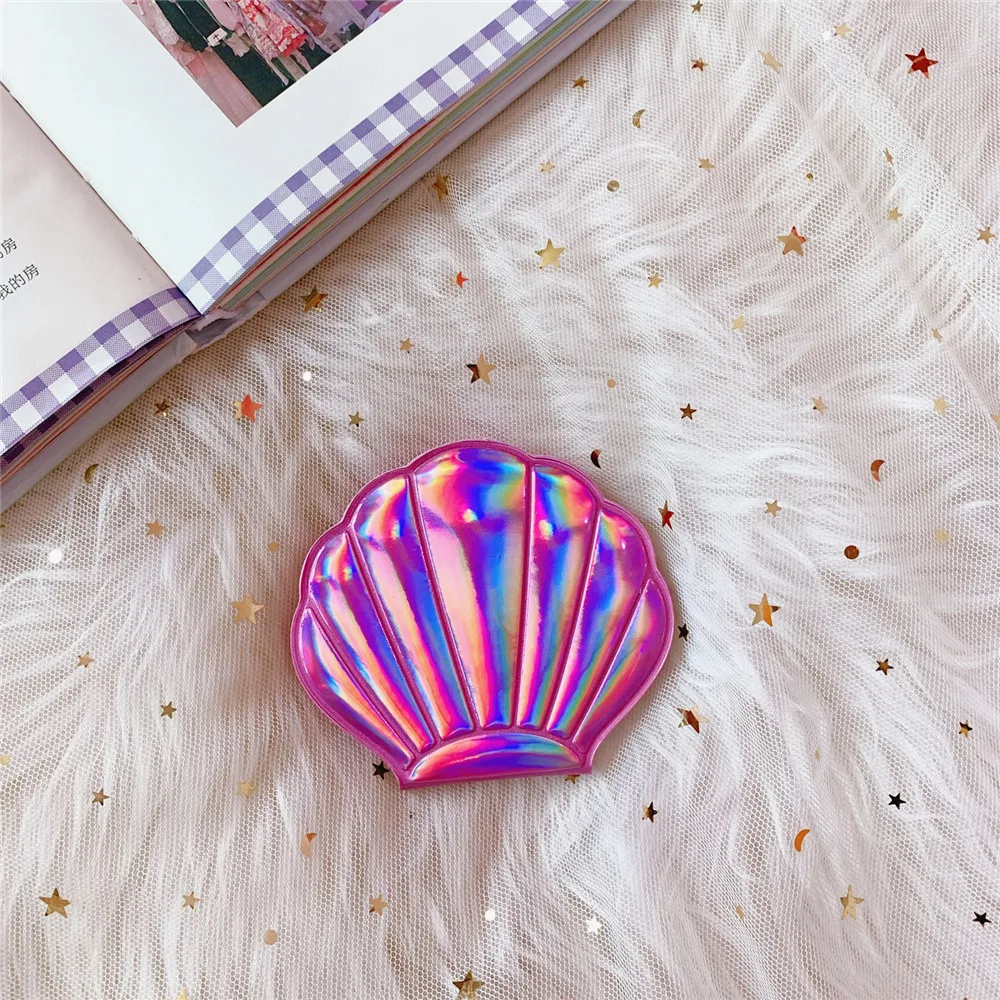 Multicolor Bling Shell Double-Sided Makeup Mirrors Portable Small Mini Pocket Mirror Makeup Tool Purse Travel Bag Mirror