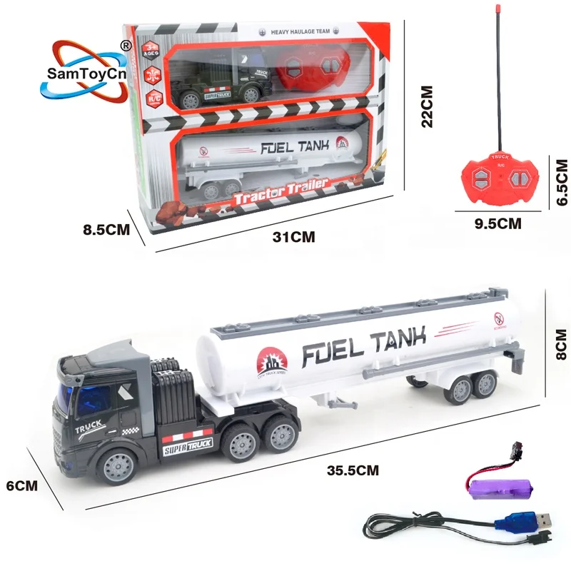 Samtoy Kids 4CH 8 Wheels Remote Control Diecast Toys Models Container Truck Alloy RC Car for Kids