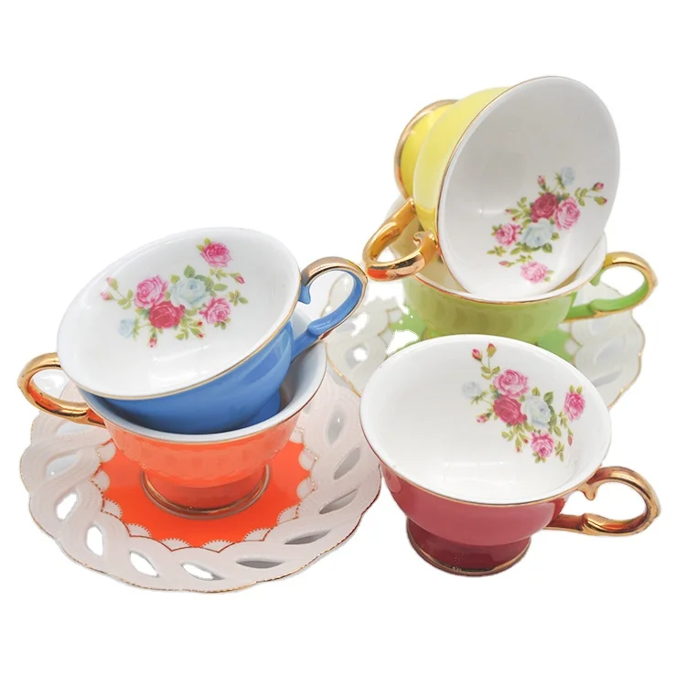 Colorful Coffee Cups And Saucers Sets New Bone China Mug Sets