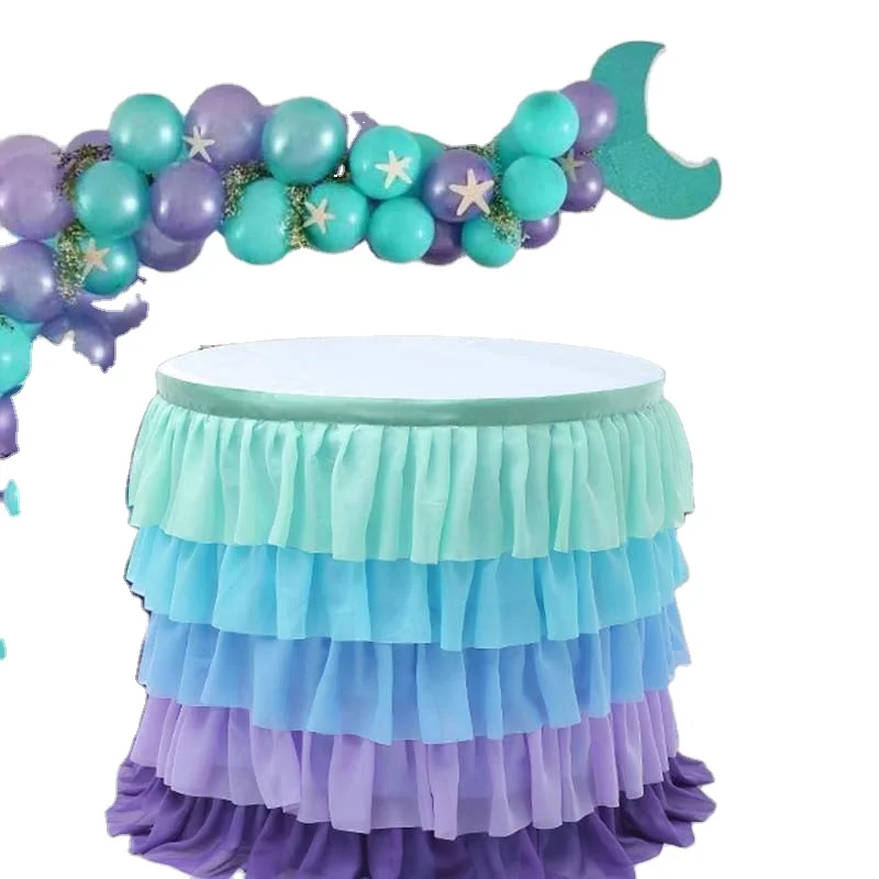 14ft Tulle Table Skirt Tutu Table Skirts Tableware Baby Shower Birthday Party Decorations Banquet Wedding Home Party Supplies