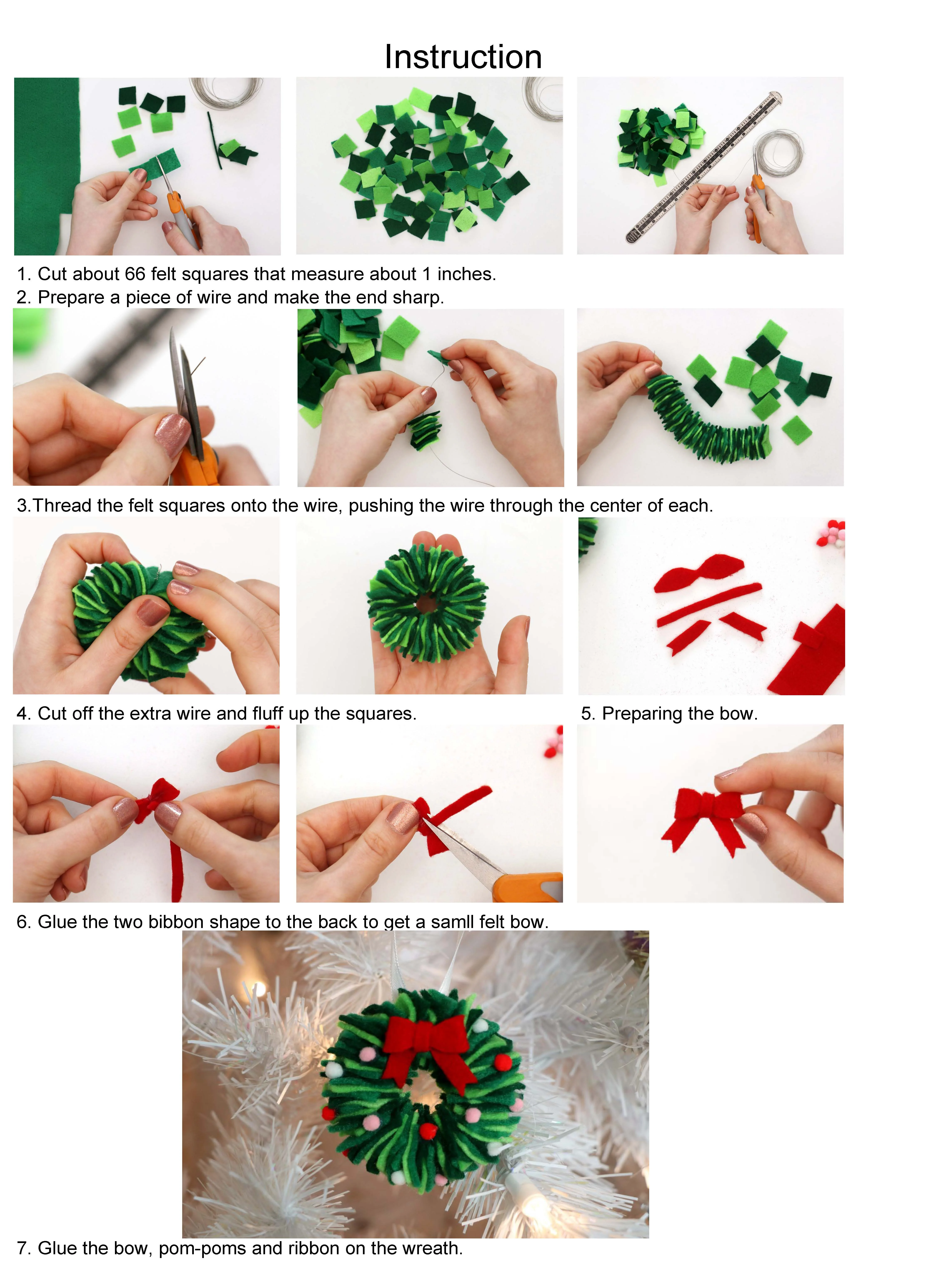 DIY Christmas Ornaments from Felt Scraps Do Yourself Tree Ornaments Felt Mini Wreath Hanger Home Decoration DIY Felt Craft Kit
