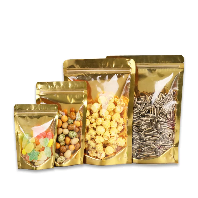 Yin Yang Ziplock Gold Aluminum Foil Stand Up Pouch For Snack Nuts Tea Dried Cookies/Biscuit/Tea/Food Candy Storage Packaging Bag