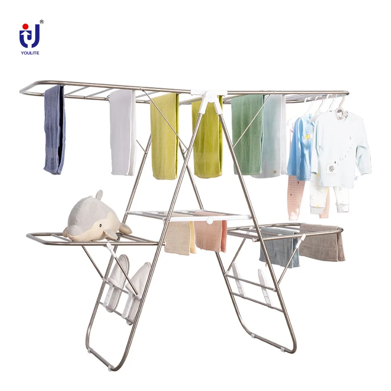 Indoor and outdoor standing type 3 Tier Airer foldable drying rack clothes
