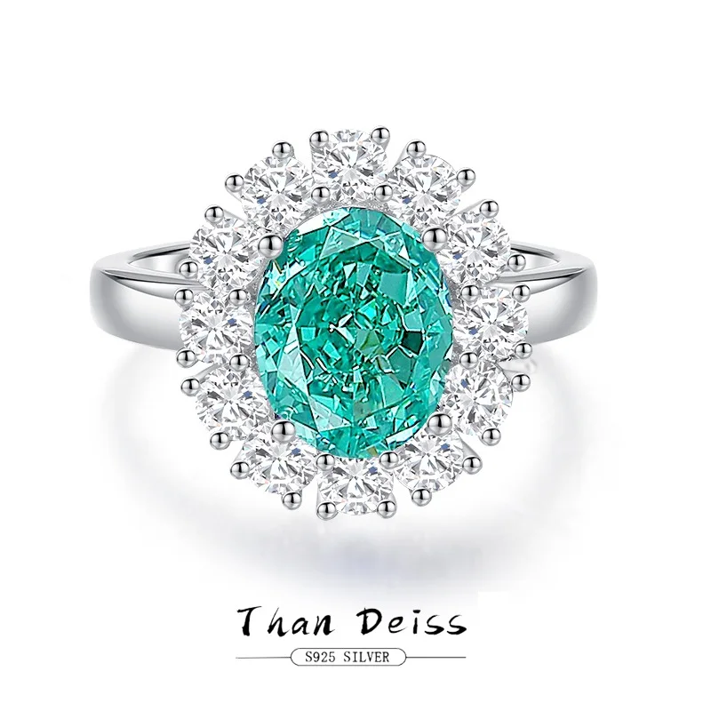 S925 sterling silver paraiba rings shiny gemstones high-end wedding wholesale