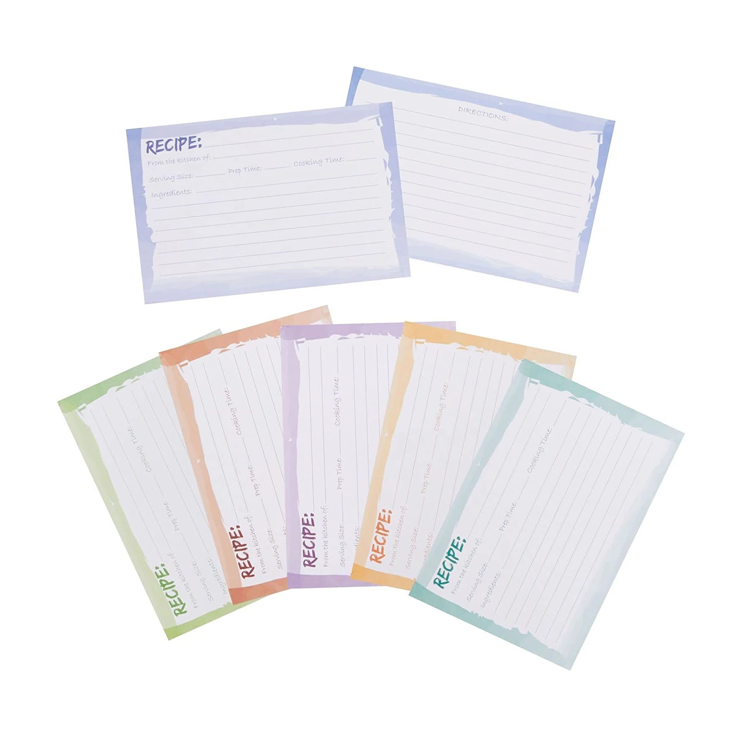 Custom Premium Double-Sided Printing 4 x 6 Recipe Cards for Cooking and Kitchen Watercolor Design