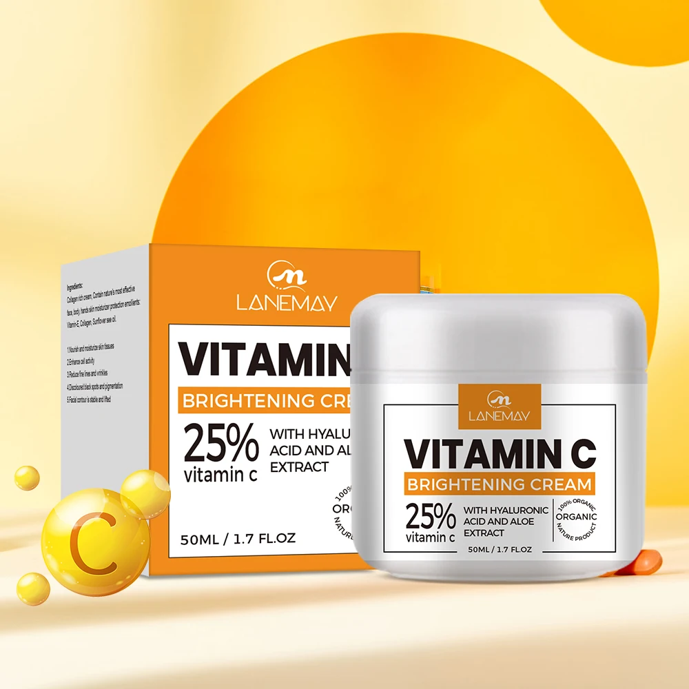 Private Label Vitamin C Dark Spot Aloe Extract Cream New Anti Aging Wrinkle Cream OEM Hyaluronic Acid Whitening Face Cream