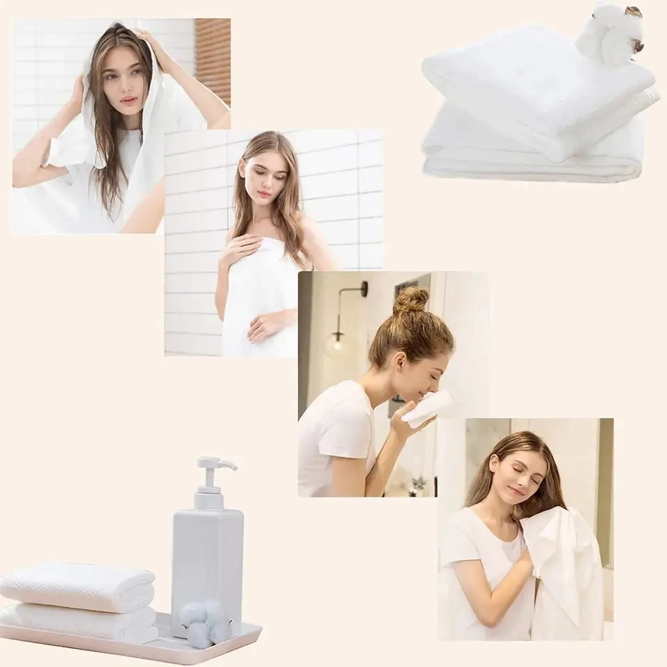 Custom Label Packaging LOGO Disposable Beauty Salon Body Non Woven Fabric Hotel Spa Cotton Clean Face Hair Bath Towel
