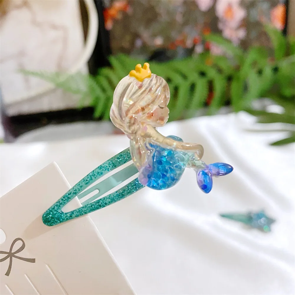 2022 Summer ocean style trendy baby girl hair accessories sequin mermaid shells hair pins hair clips set for kids