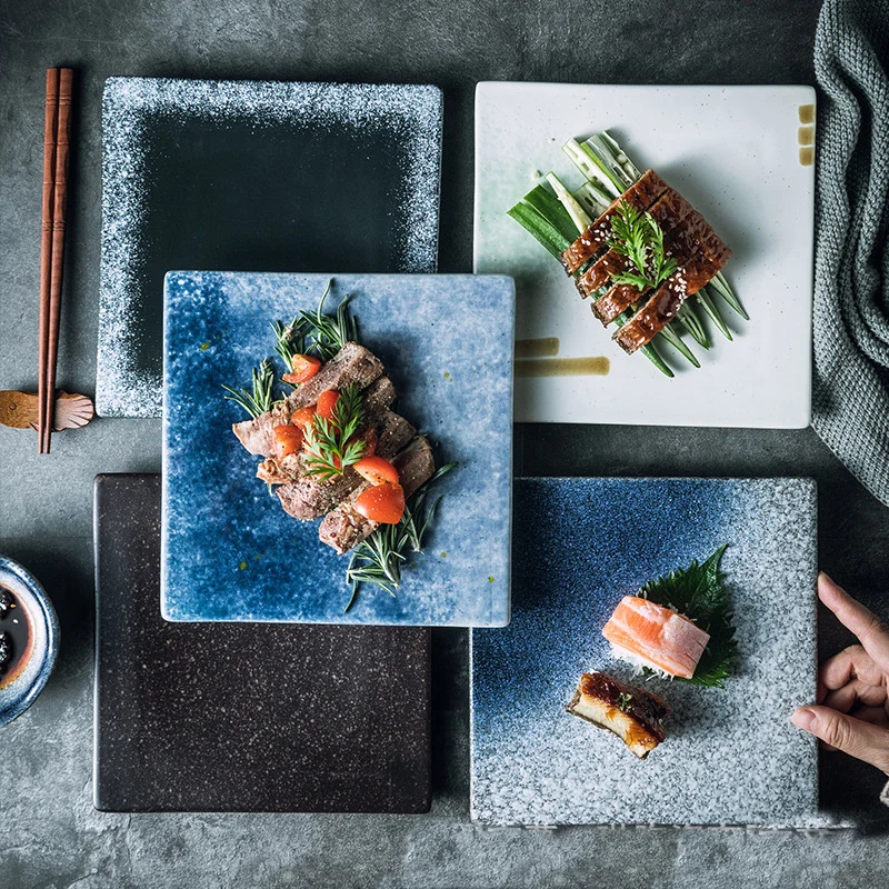 Japanese Restaurant Square Porcelain Platters Serving Tray Japanese Ceramic Sashimi Plate Sushi Plate