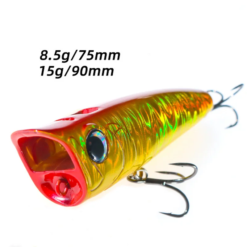 Support customization lure artificial  iscas poppers rush hard fishing bait plastic abs popper fishing lures