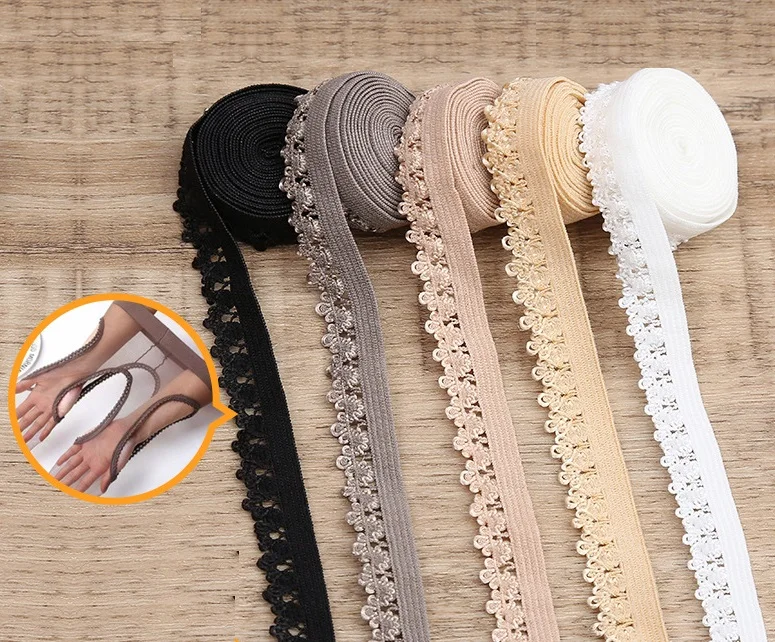 Wholesale 1.1CM Elastic High Elastic Nylon Teeth Thin Knitted Lingerie Trim Elastic Band for Women Waist Customized Underwear