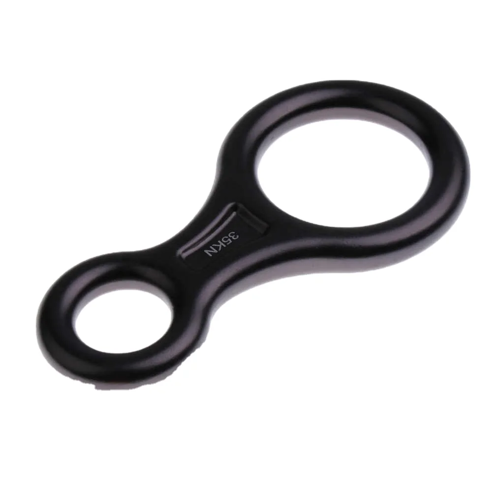 Carabiner + 35KN Figure 8 Rappelling Rope Descender Black 2 In 1 25KN Rock Climbing Screw Lock