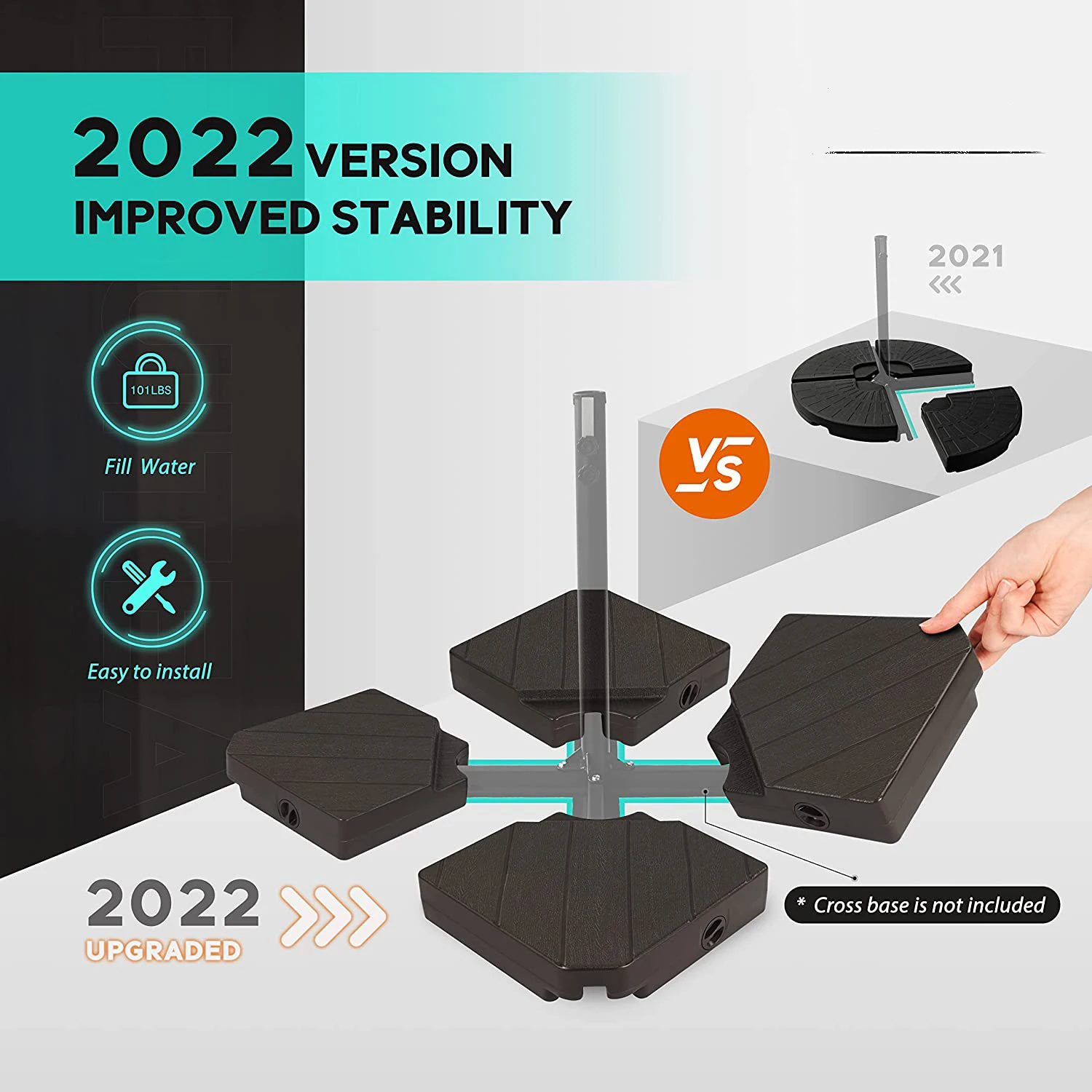 Cantilever Parasol Umbrella Base Weight, 4 Piece Offset Umbrella Stand Base Water & Sand Filled