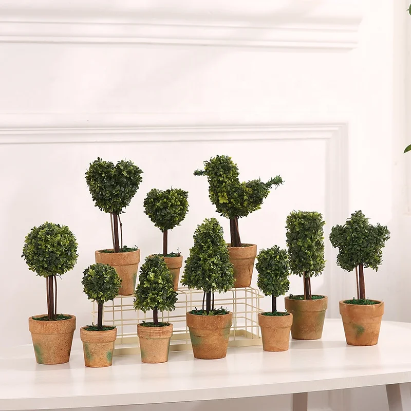 A-3028 20cm Small Artificial Boxwood Topiary Plants Wholesale For Home Decoration